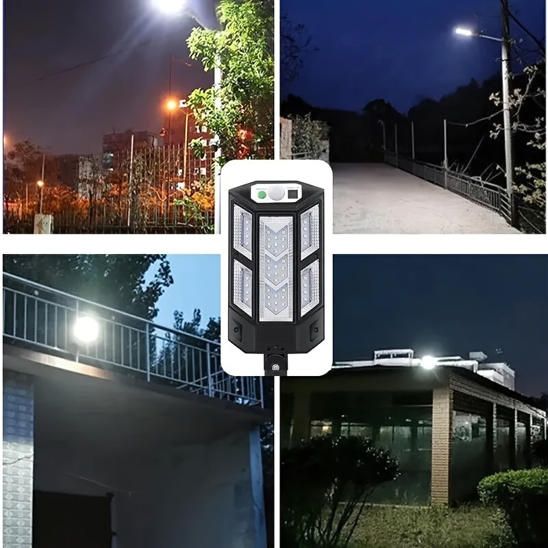 Super bright LED solar wall light with motion sensor, 3 lighting modes, and battery for outdoor security.