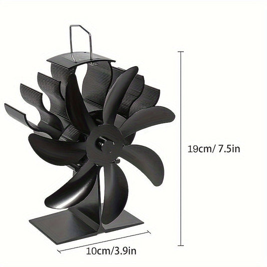 7-Blade Aluminum Stove Fan for Fireplace Wood Burner Decor, Heat Powered Blower with High-Velocity Air Circulation - Silent Operation, Accessory for Efficient Heat Distribution and Multiple Components Included, No Electricity Required