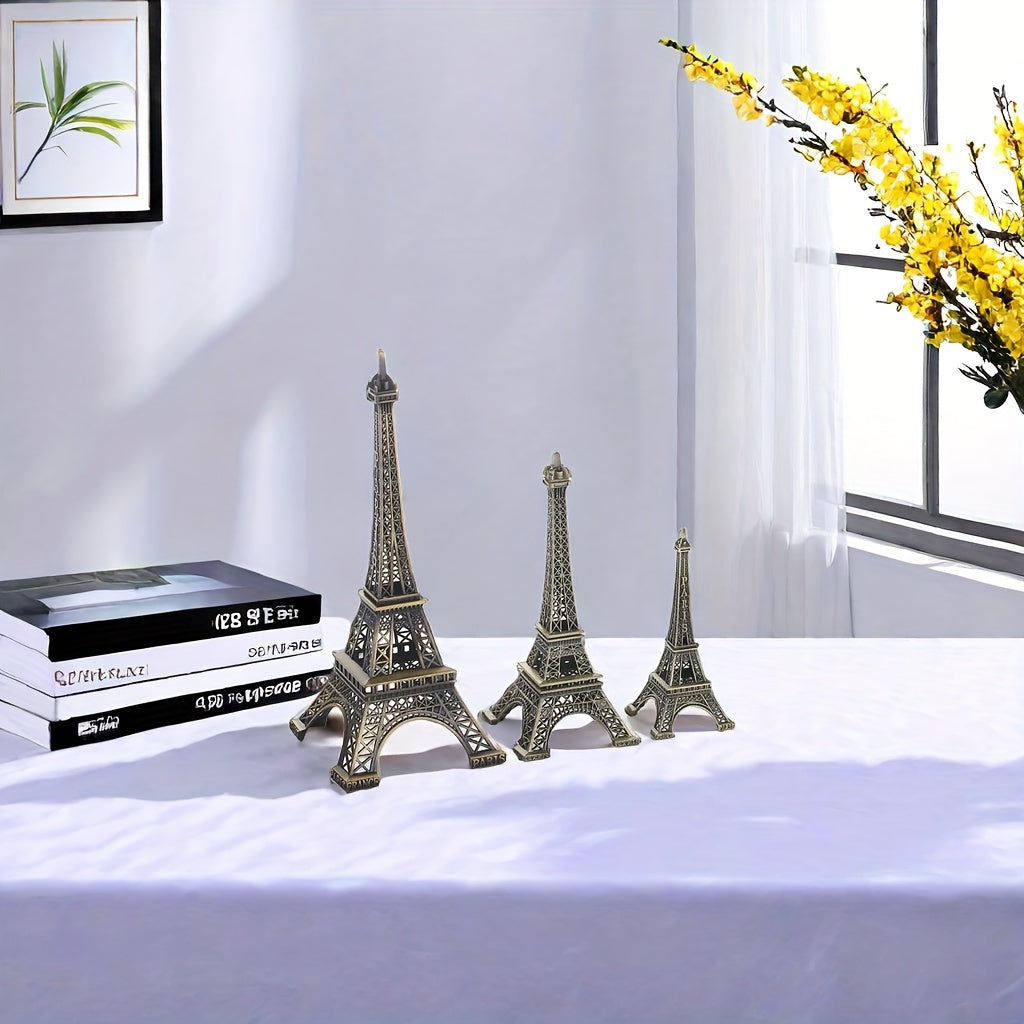 Versatile Eiffel Tower Statue, Cast Iron Decor for Home and Office, Indoor/Outdoor Display, No Electricity Required.