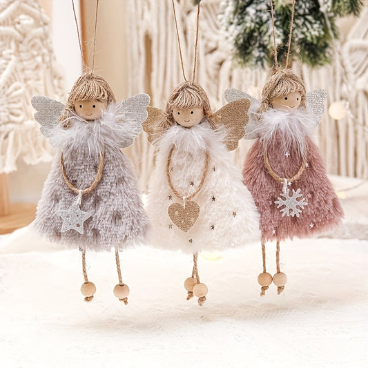 3pcs Christmas decoration pendant with creative doll charm, angel girl pendant, and Christmas tree ornament. Perfect for scene, festival, room, and office decor, as well as theme parties.