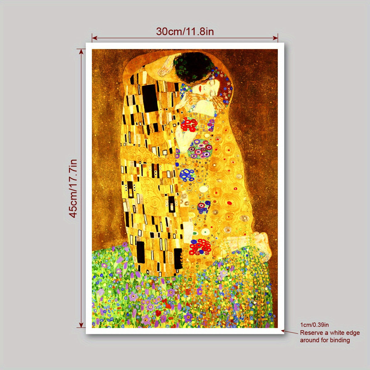 Gustav Klimt's "The Kiss" canvas print for vibrant living room decor, shipped safely rolled in a tube without frame.