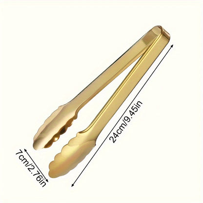 Gold Tone Buffet Tongs - 2 Pack, 9-Inch Stainless Steel, Easy Grip for Parties, Catering, Kitchen