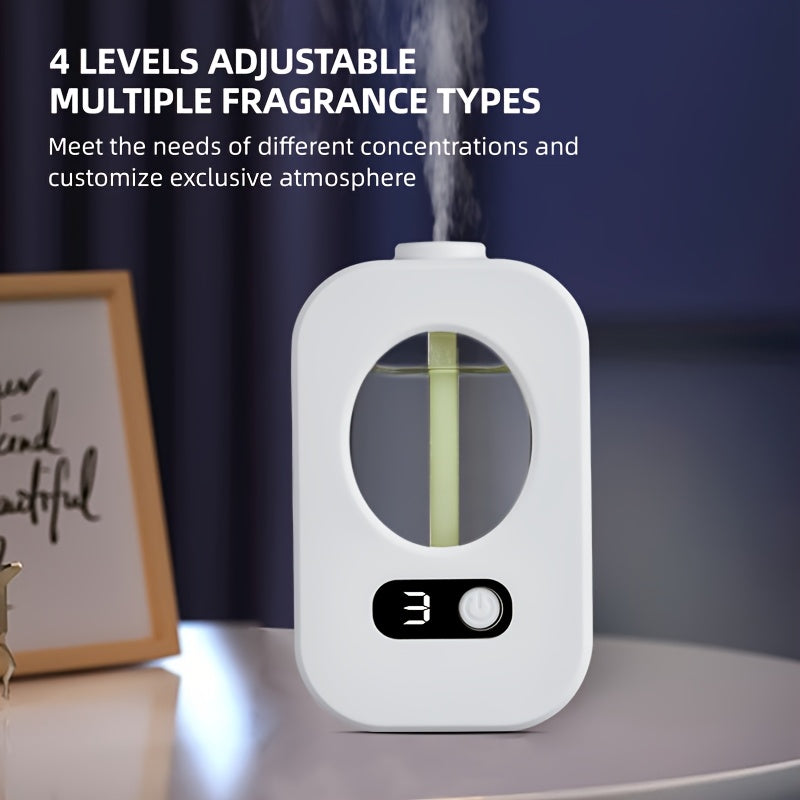 USB rechargeable perfume spray machine with aromatherapy diffuser, night light, and wall-mount or standalone options. Provides long-lasting fragrance and odor elimination for home and