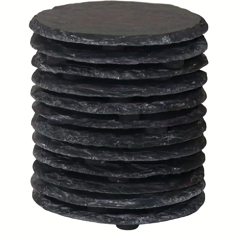 Slate Coaster Set with 36 Pieces - includes 18 Square and 18 Round Slate Coasters, Insulation Mats for Heat Protection and Non-Slip Anti-Scalding Table Mats. Great for Kitchen Supplies and Room Decor.