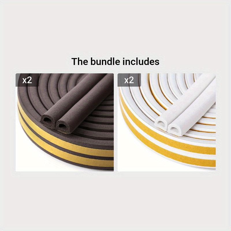 5.97m Weatherproof Door & Window Seal Strip - Self-Adhesive Rubber Insulation for Collision Prevention and Home Decor