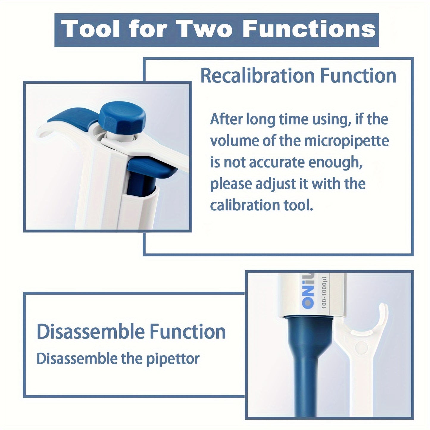 High-Precision ONiLAB Micropipette, adjustable 0.1ul-10ml, autoclavable, with ergonomic grip and storage holder.