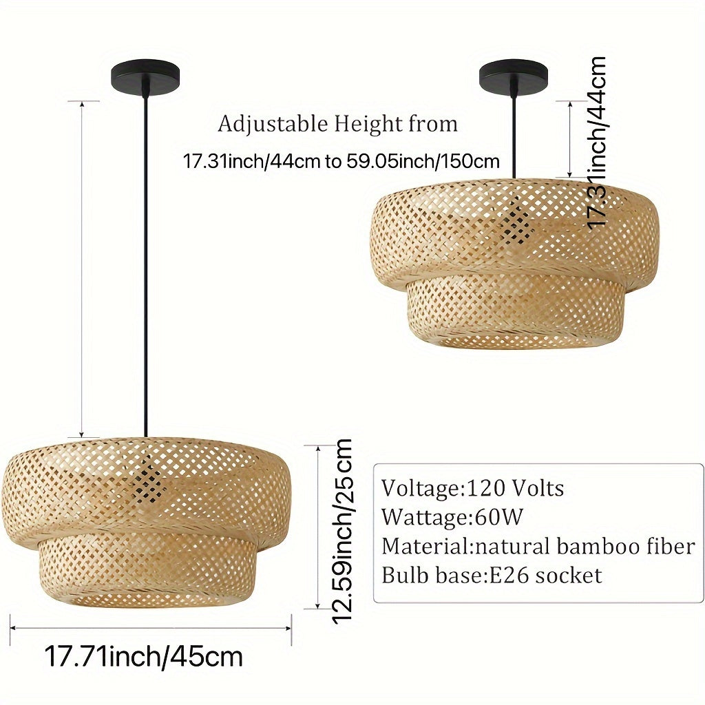 Handmade bamboo pendant light for living spaces in hotels and restaurants.