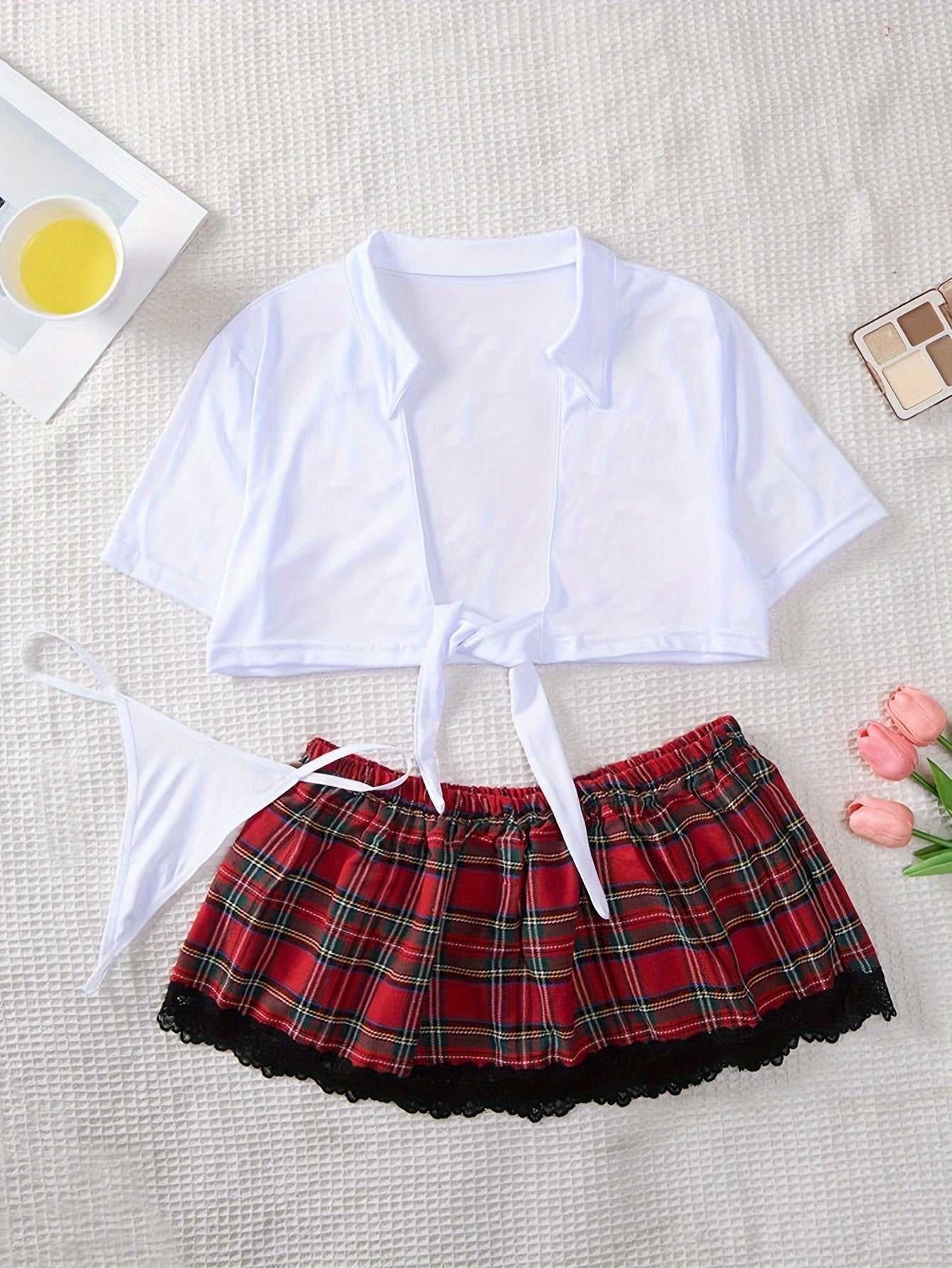 Seductive plaid waist cosplay costume for women