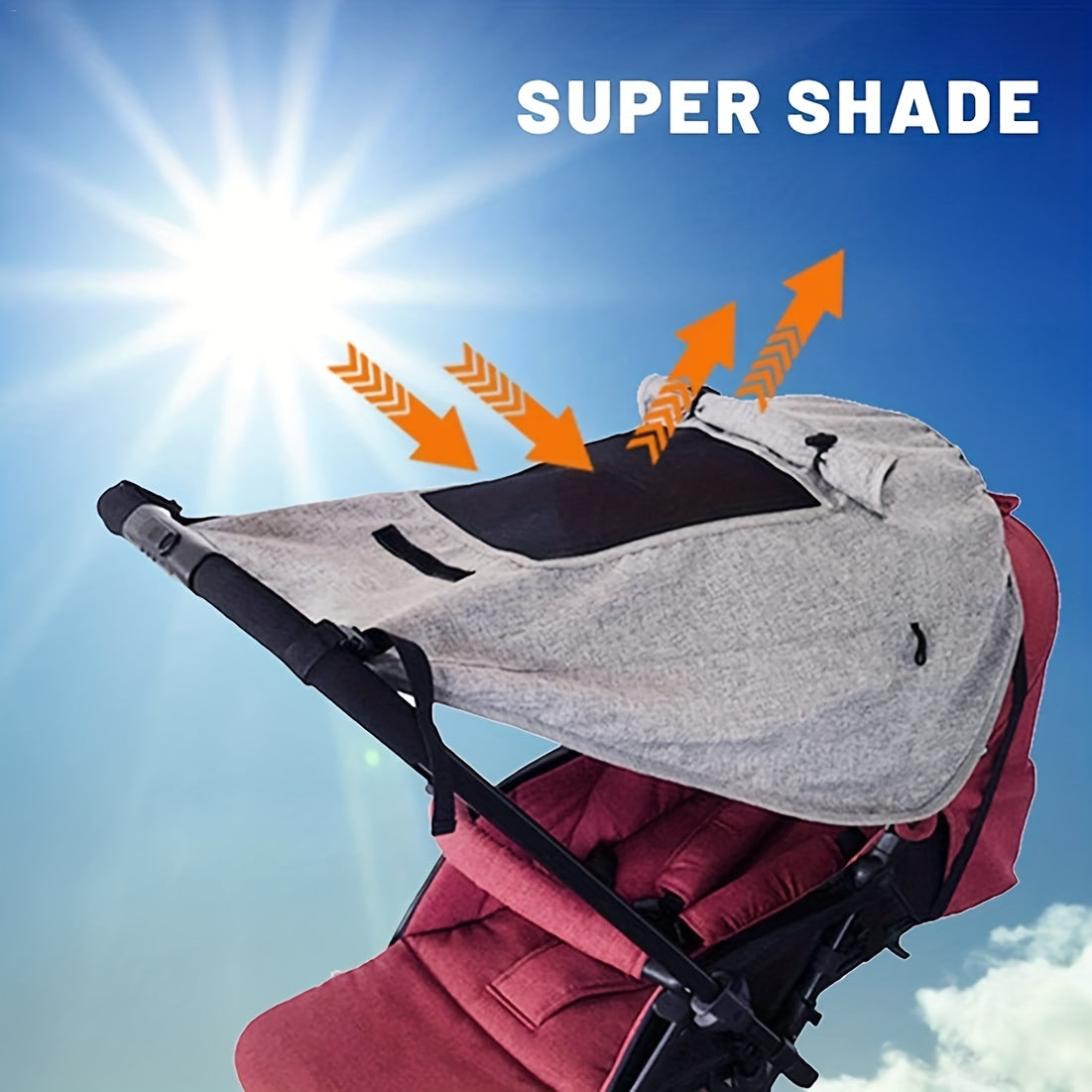 Stroller Sunshade with UV Protection, Viewing Window, and Waterproof Polyester Fabric - Simple Installation