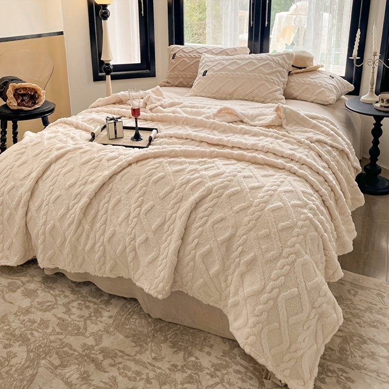 Cream White Ultra-Soft Taffeta Throw Blanket - Lightweight and Versatile for Bed, Sofa, and Napping - Providing Cozy Warmth