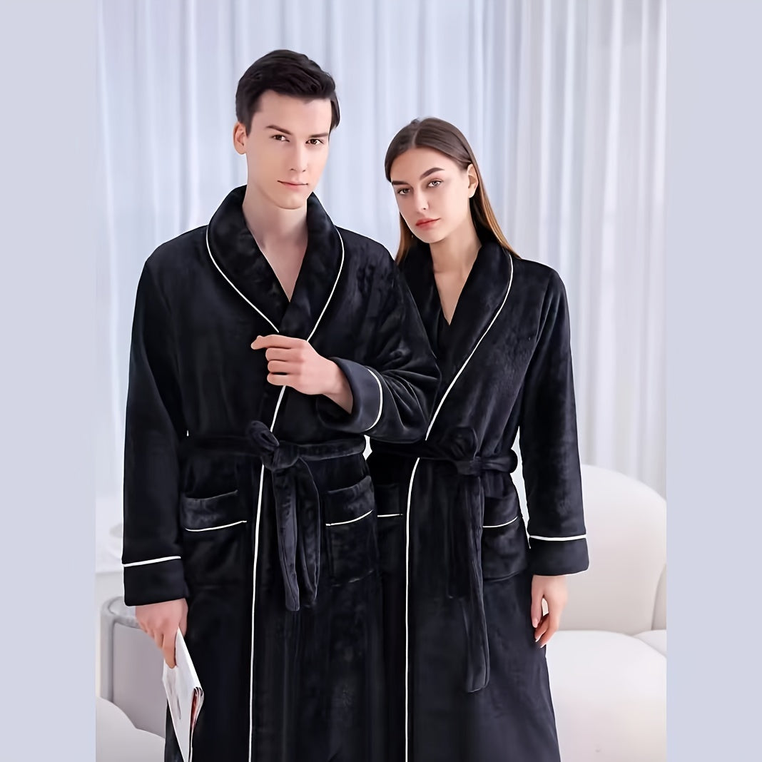 Plaid bath robe for men and women, soft and comfortable, modern style, machine washable, made of 300g/㎡ knitted fabric with polyester fiber, bath towel theme.