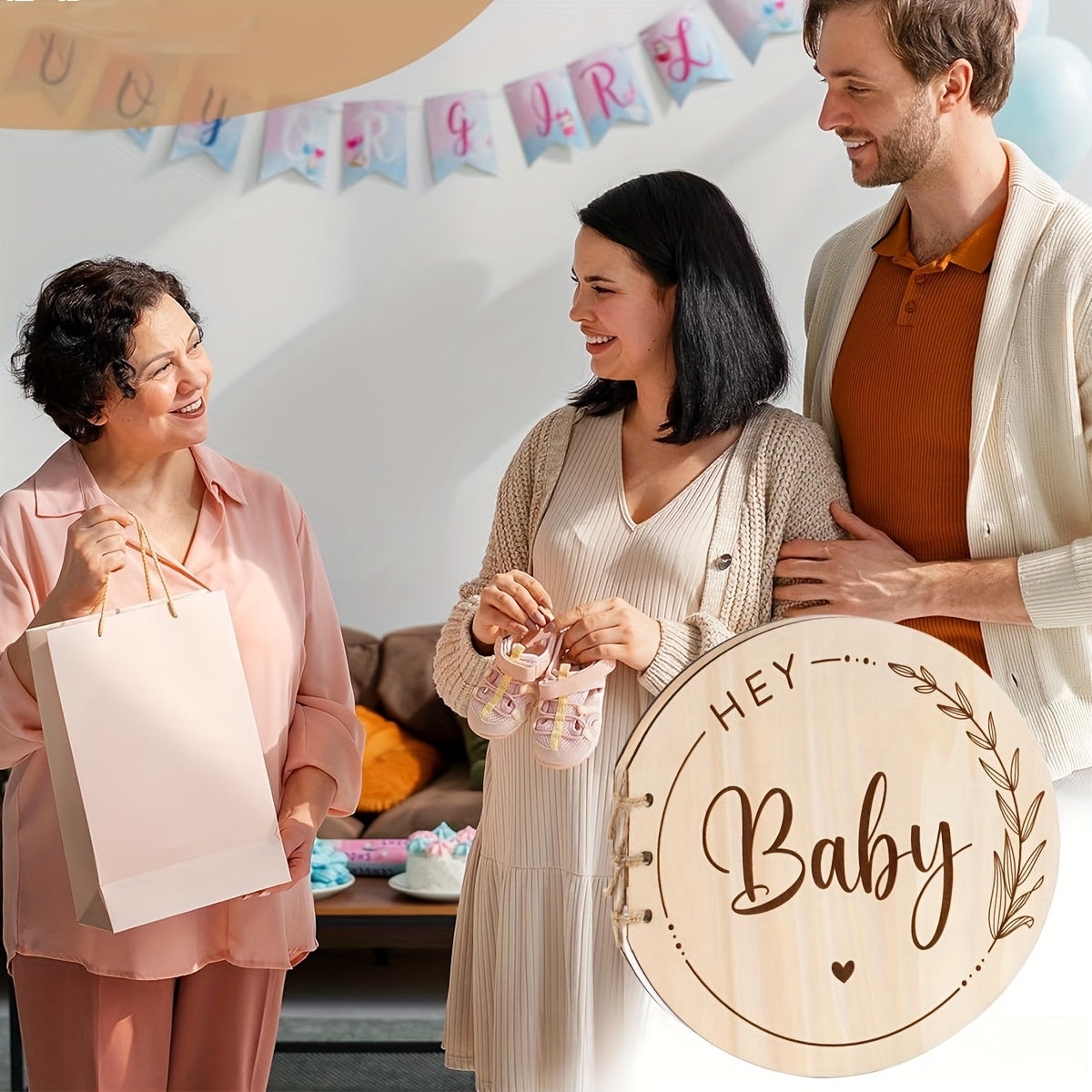 This unique christening guestbook alternative features a wooden cover, perfect for creating a signed keepsake filled with precious memories for mom. With 35 blank pages for heartfelt advice and wishes, this makes a wonderful pregnancy gift for a new mom.