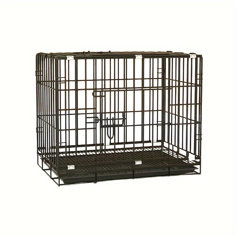 5-piece dog cage set includes feeder, tray, and mat. Foldable wire kennel for medium breeds, perfect for indoor use.