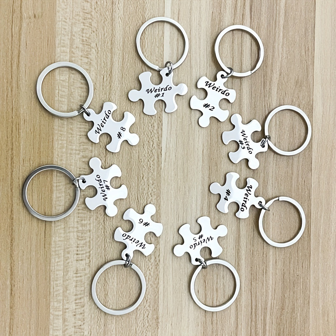 Set of 5, 6, 7, 8, 9, or 10 Engraved Best Friends Keychains - Made of Stainless Steel with Puzzle Design. Ideal for Graduation, Christmas, or any occasion to show appreciation to your BFFs or family. A symbol of enduring friendship that is suitable for