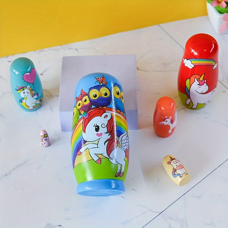 Handmade wooden nesting dolls toy set for kids aged 3-6. Ideal for various holidays and occasions.