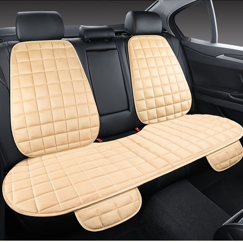 Velvet plush car seat covers with breathable protective pads for universal car interior.