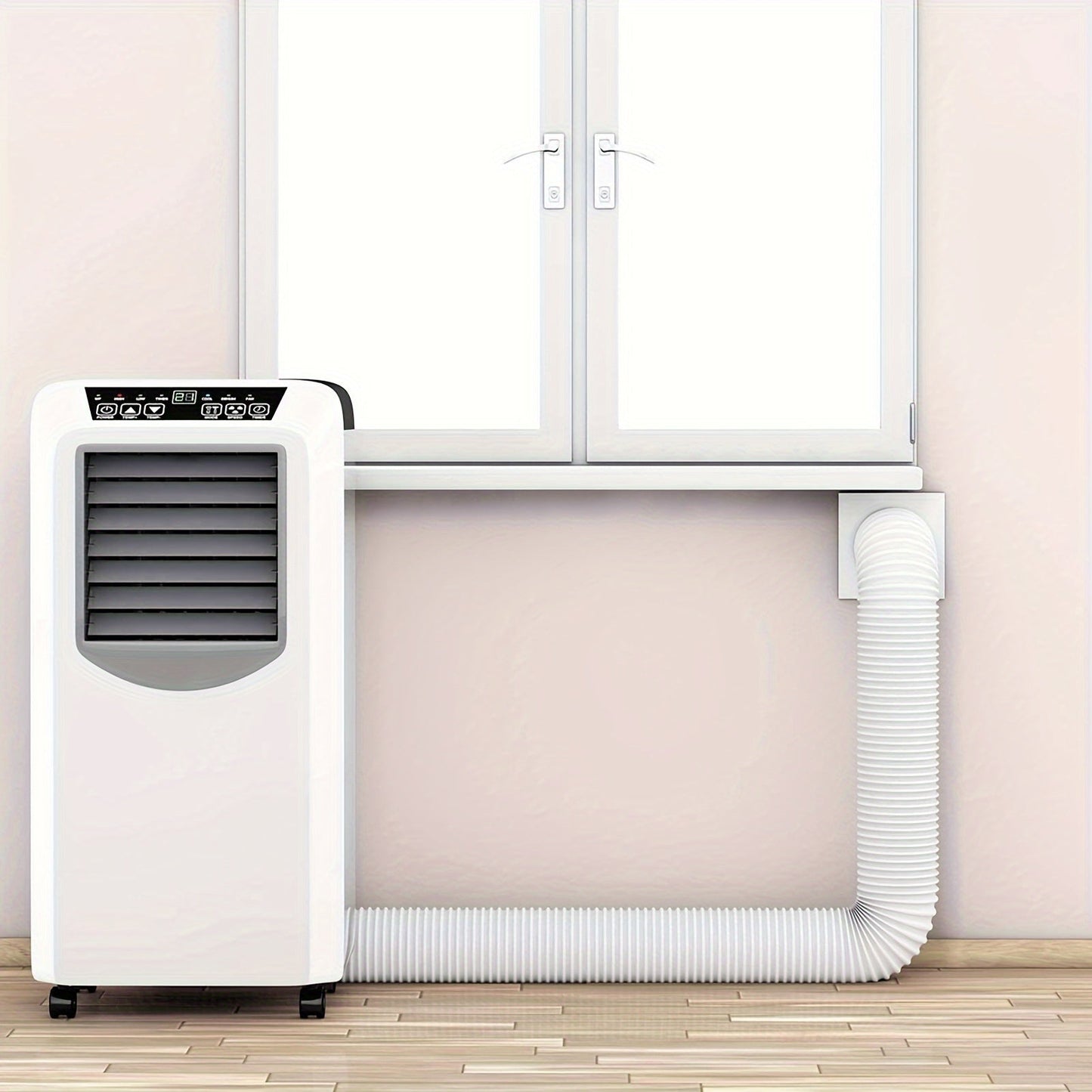 1.5m Extendable AC Vent with Counter Clockwise Threading - Universal Fit Portable Air Conditioner Exhaust Hose, Easy Installation, Durable Polypropylene, No Power Supply Needed