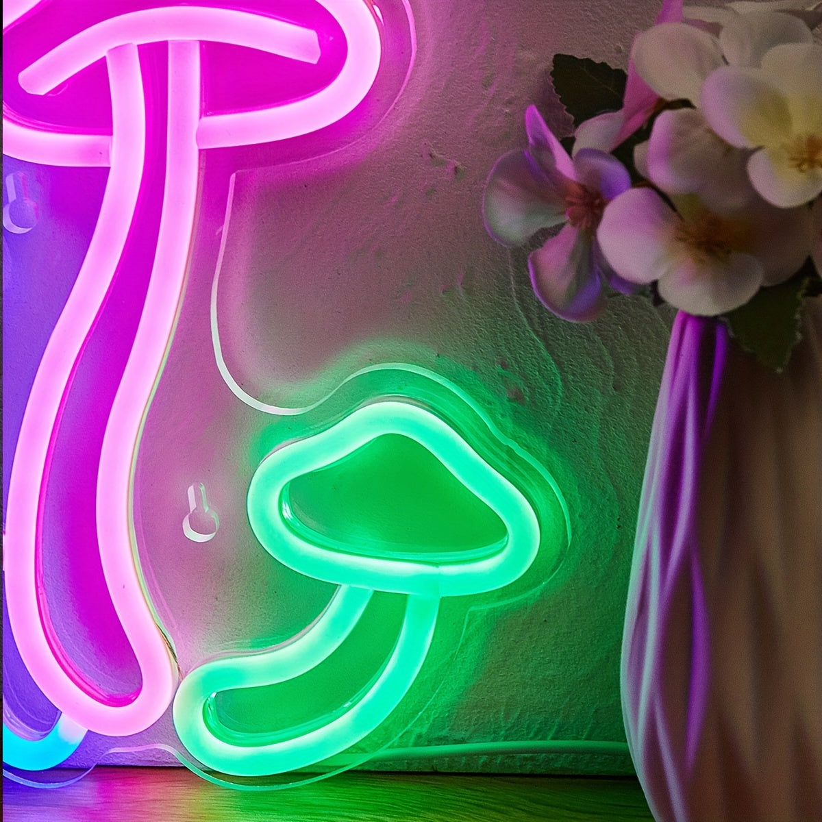 Mushroom-shaped LED neon light for bedroom wall decor, parties, weddings, and holidays. Powered by USB.