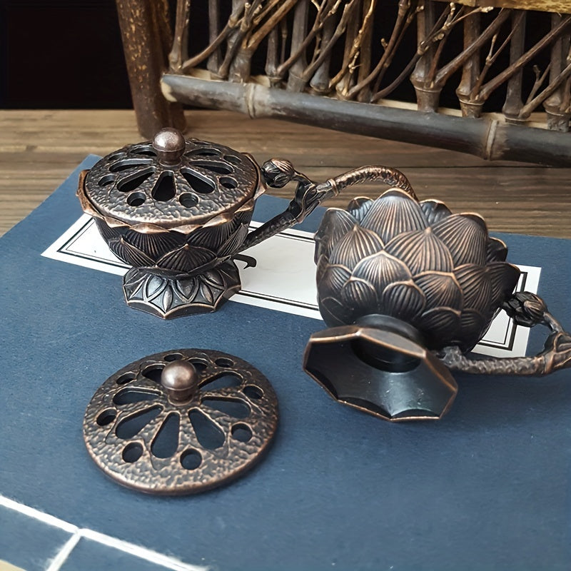 Small handheld Lotus Incense Burner for household decoration.