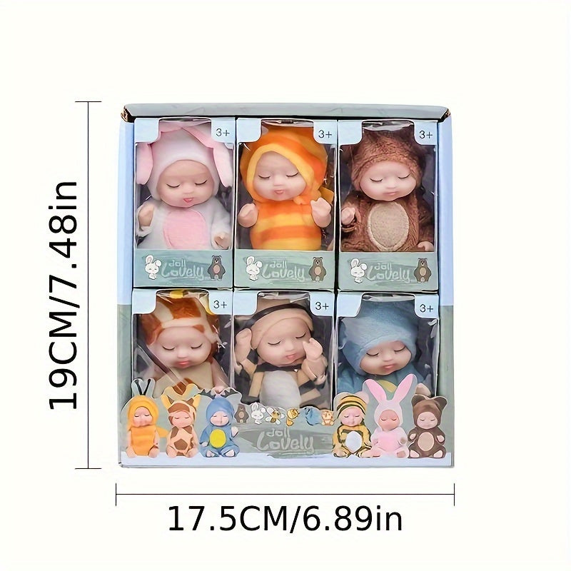 Set of 6 Adorable Sleep Fairy Dolls in Pajamas, with Gift Box - Perfect for Gifting to Friends, Decorating Desks, Cakes, and Homes, and Adding to Mini Doll Collections