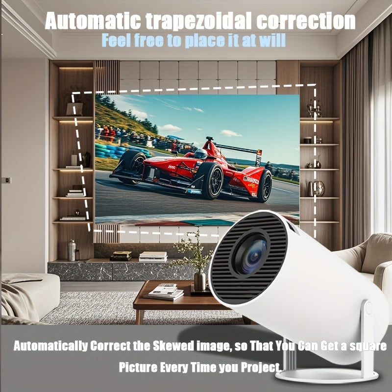 HY300 Pro Portable Projector with Android 11, 200 ANSI, Wireless 5.0, Native 720P resolution.