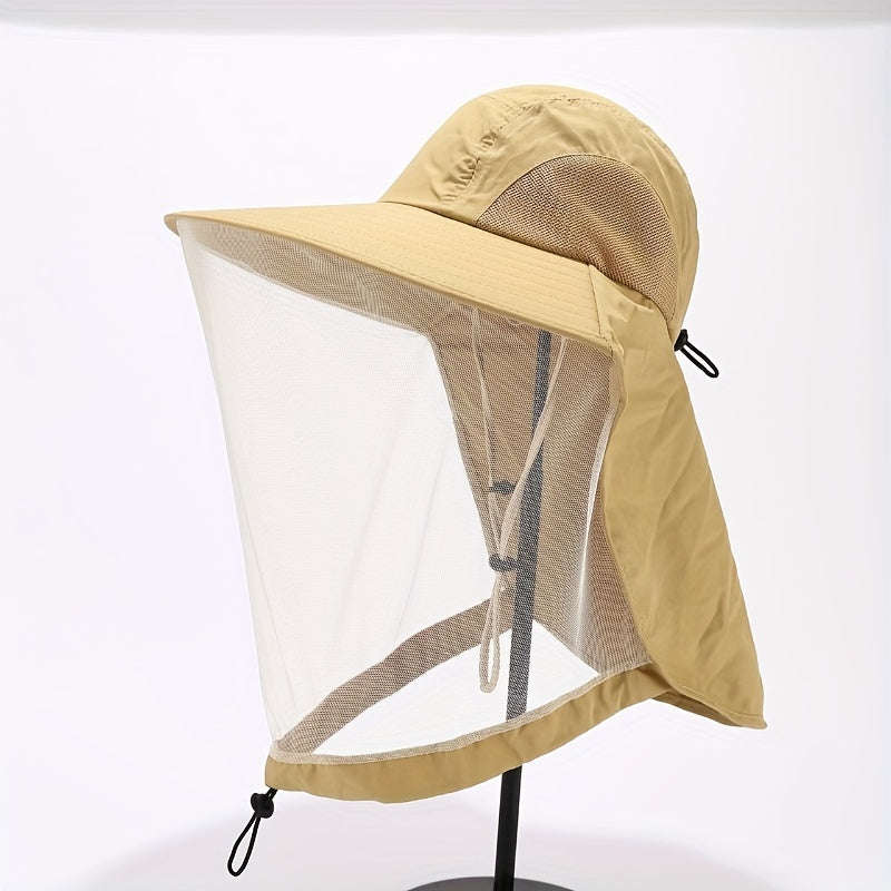 Outdoorsmen's Mesh Hat with Face Cover, Sun Protection and Breathable Mesh Mask - Perfect for Night Fishing