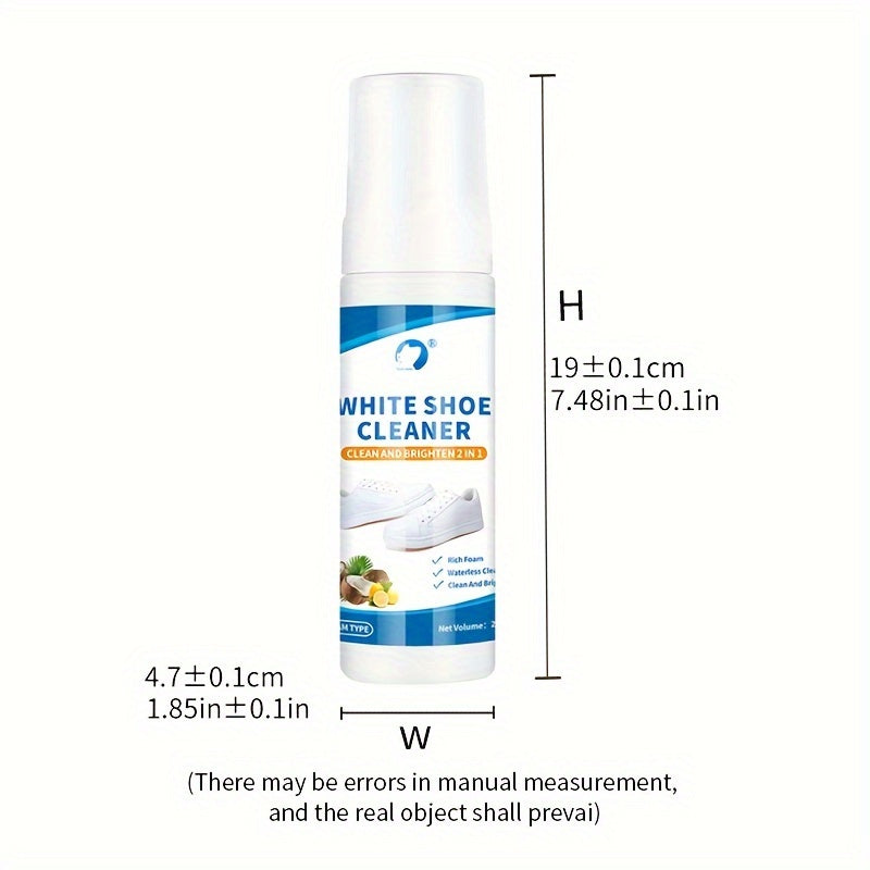 1 unit of 200ml/6.76oz Whiten Shoe Cleaner that acts as an oxidizing reduction agent, providing decontamination and whitening repair for white shoes. This multi-functional cleaner is