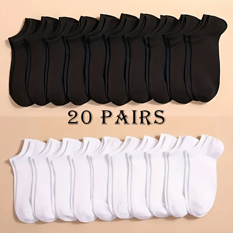 Breathable and lightweight ankle socks in packs of 10, 20, 40, or 60, ideal for sports and daily wear.