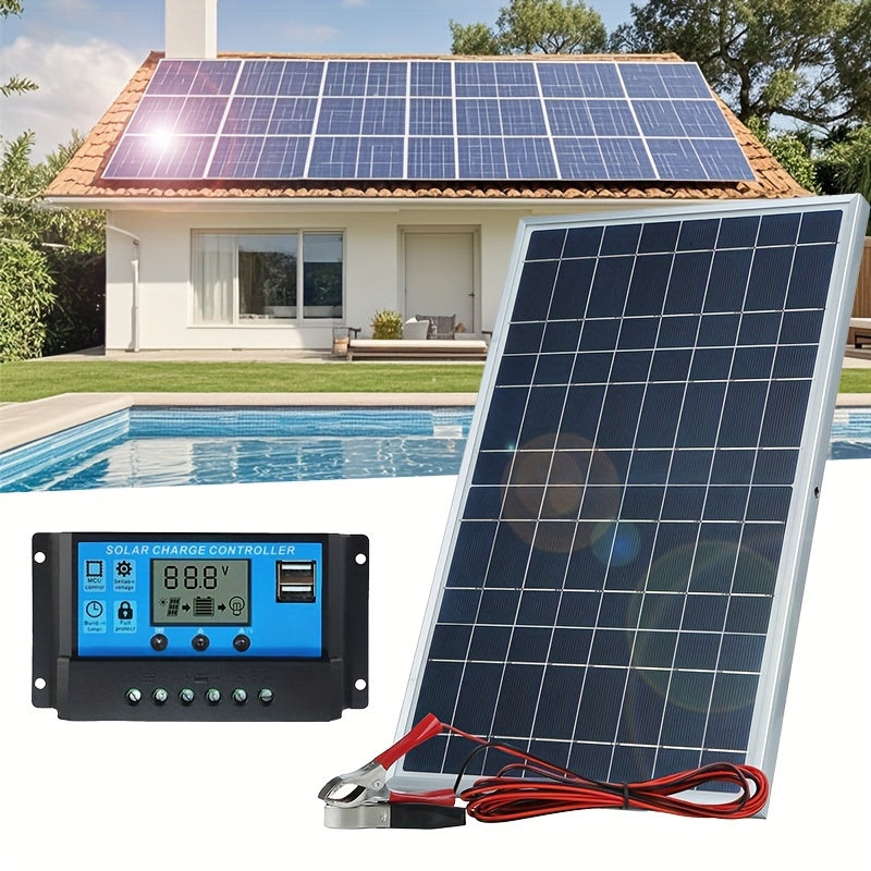 Portable power generator with detachable controller for solar charging.