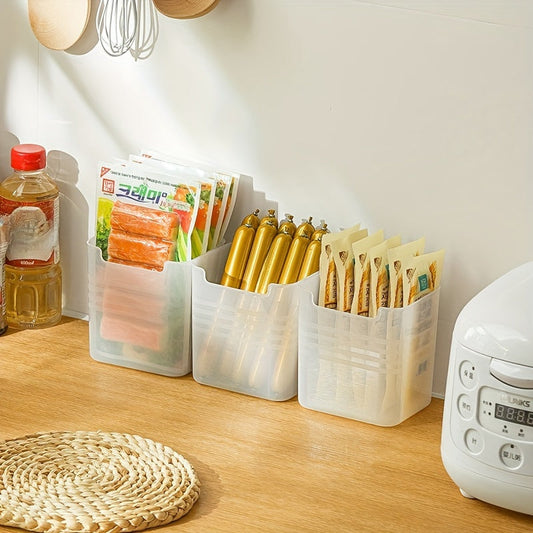 Set of 6 Large Transparent Storage Bins for Refrigerator - Convenient & Sturdy Food Organizer for Fridge Side Door, Countertop, and Kitchen Accessories, Ideal for Fridge Organization and Storage