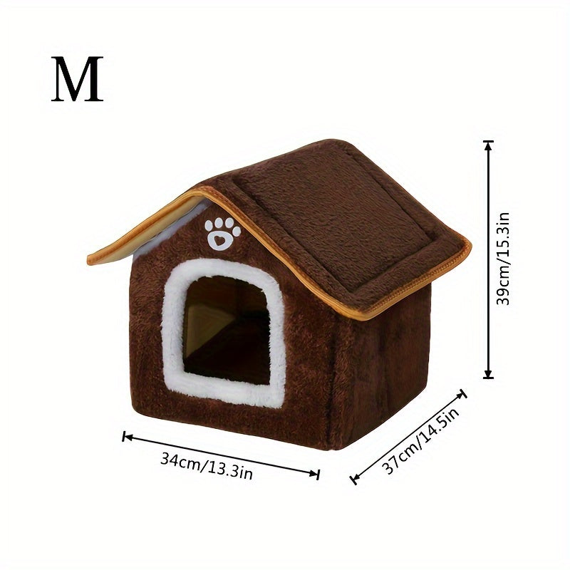 Cozy Pet House with Four Seasons Washable Enclosed Warm Dog Bed Cat Shelter made from Polyvinyl Chloride Material, Non-Skid Bottom, Assembled.