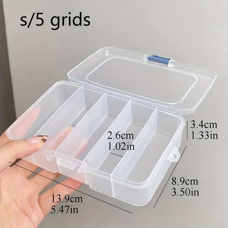 Portable organizer box with multiple compartments for various items like embroidery supplies, beauty tools, and hair accessories. Ideal for home organization.