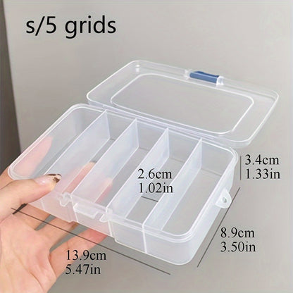 Portable organizer box with multiple compartments for various items like embroidery supplies, beauty tools, and hair accessories. Ideal for home organization.