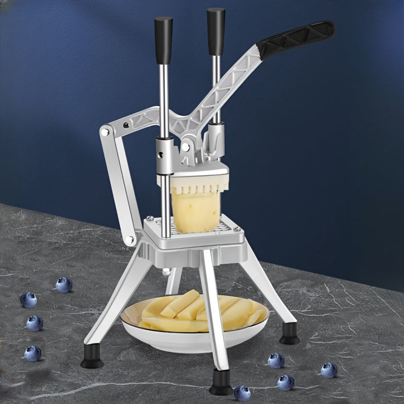 One-piece Commercial-Grade Aluminum Potato Masher: A Manual Kitchen Press for Mashed Potatoes, featuring a Multifunctional Vertical Cutter & Dicer and Portable French Fry Maker.