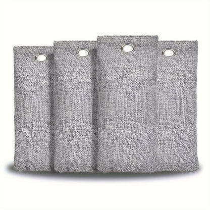 Bamboo charcoal bags - 1/2/4 pieces for odor and moisture elimination in shoes, cars, home, pets, and closets. Natural sweat absorbent freshener, 75g each.