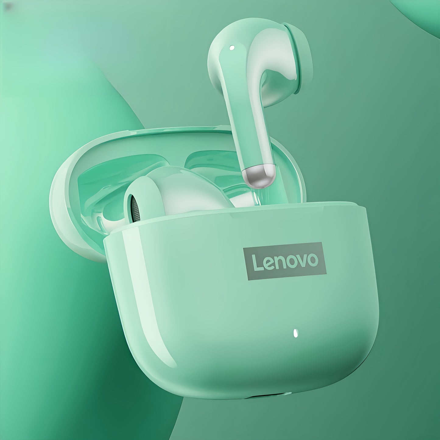 2025 Lenovo LP40 Pro Wireless Earphones with compact design, clear calls, and volume control. Features a condenser microphone, rechargeable battery, and Type-C port charging. Suitable for