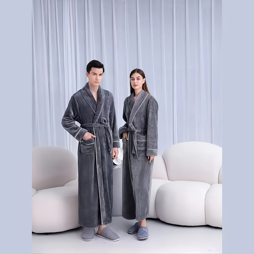 Plaid bath robe for men and women, soft and comfortable, modern style, machine washable, made of 300g/㎡ knitted fabric with polyester fiber, bath towel theme.