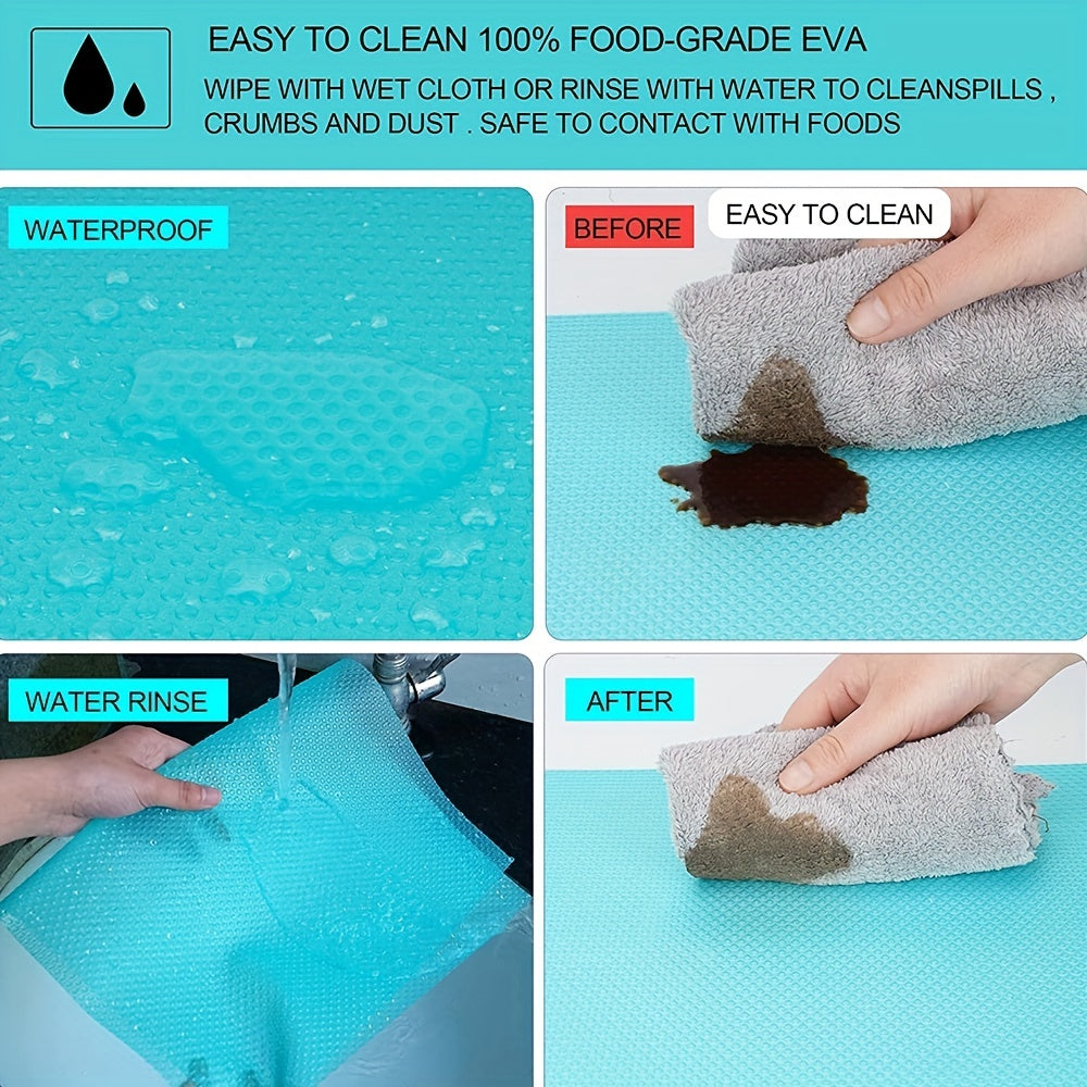 Refrigerator Liner Mats Pack of 1, 4, 8, 12, 16 - Washable, Waterproof, and Oilproof - Ideal for Shelves, Freezer Glass Shelf, Wire Shelving, Cupboard, and Cabinet Drawers