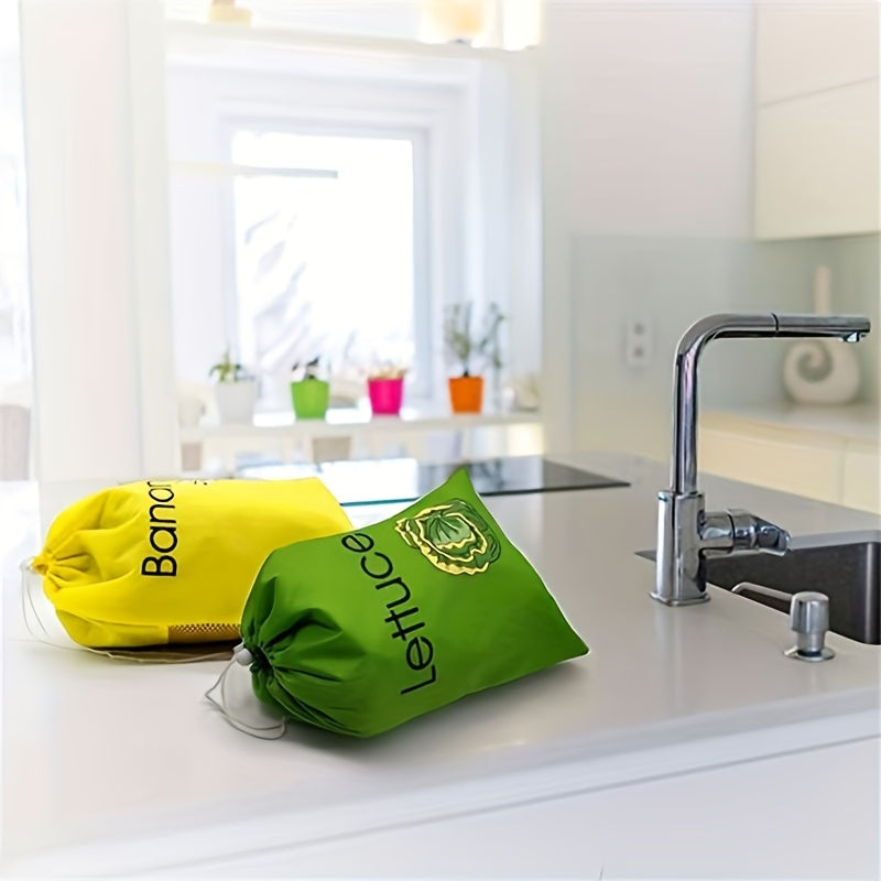 Set of 2 Reusable Bags for Keeping Bananas and Lettuce Fresh - Ideal for Storing Fresh Produce in the Fridge, Kitchen, and Dining Room