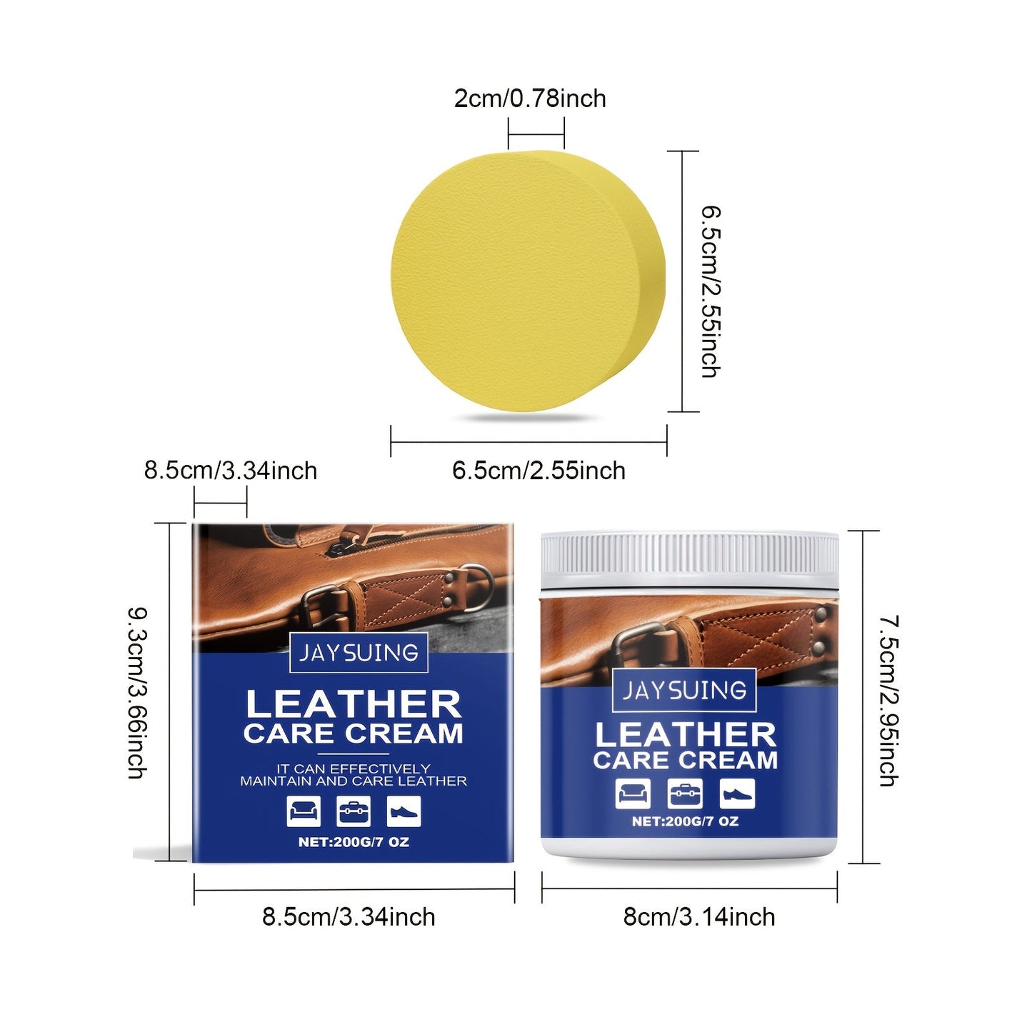 JAYSUNG Leather Care Cream - 200g/7oz - A Conditioning and Cleaning Balm for Sofas, Bags, and Artifacts made with Beeswax, Coconut Oil, and Natural Ingredients to Restore Shine and Waterproof Leather Surfaces.