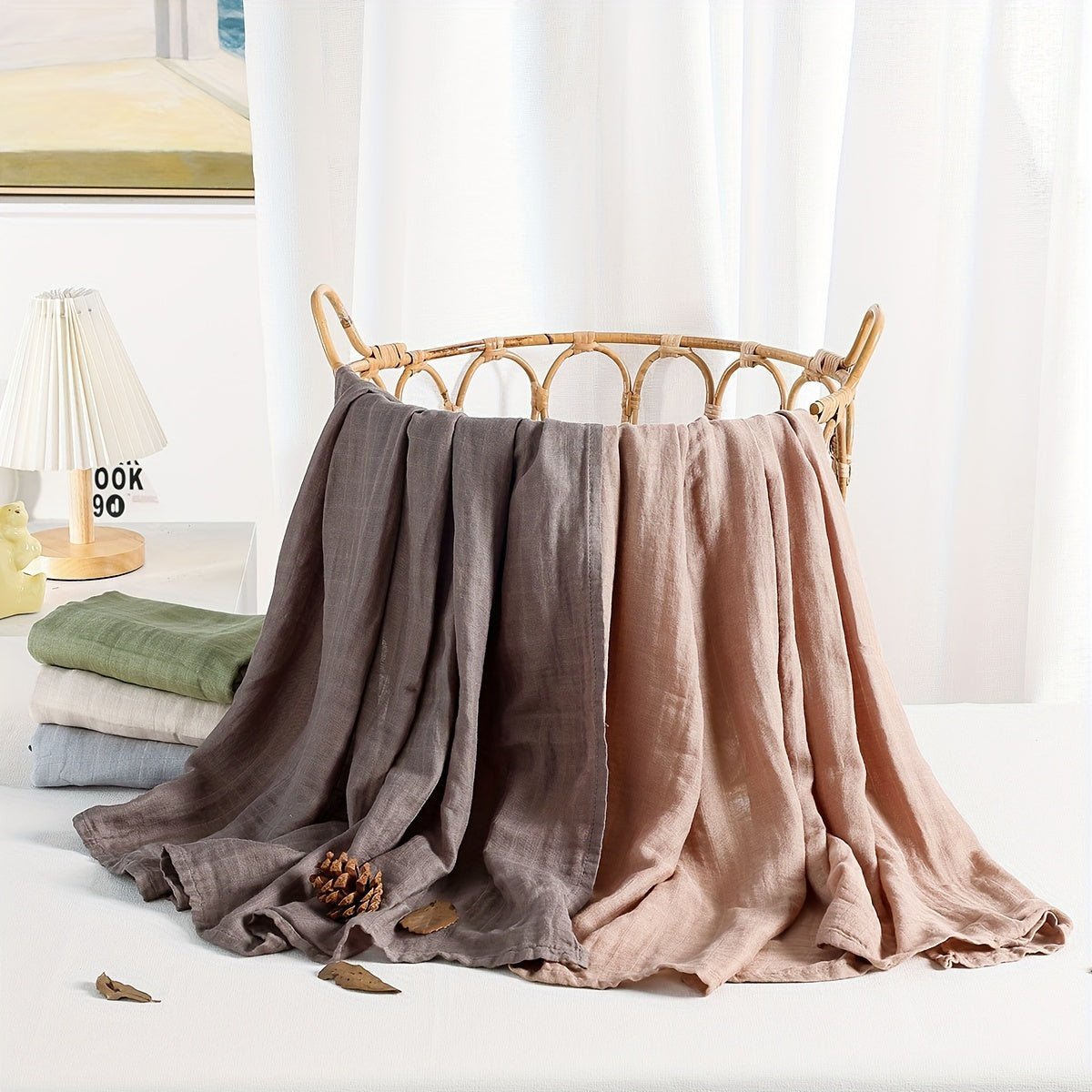 Soft and breathable, the Plain Color 1pc Muslin Blanket from Happyflute features a 2-layer thermal design that makes it perfect for both fall and all-season use. This lightweight throw blanket is made from gauze material, providing comfort and warmth