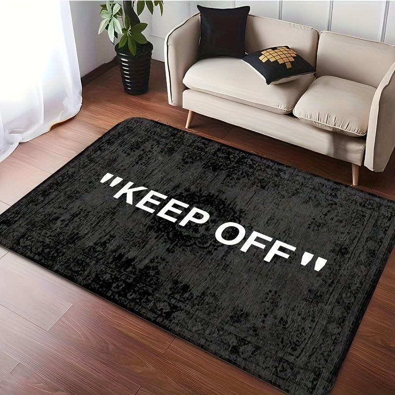 A single plush area rug featuring an elegant English motif, designed for comfort and durability. This anti-slip rug is machine washable, making it perfect for use in bedrooms, living rooms, or dorm rooms.