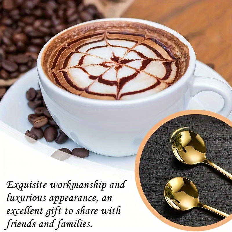 Set of 4 Long-Handled Stainless Steel Coffee Scoops, Ideal for Stirring Espresso and Serving Tea, an Elegant Addition to your Tableware Collection