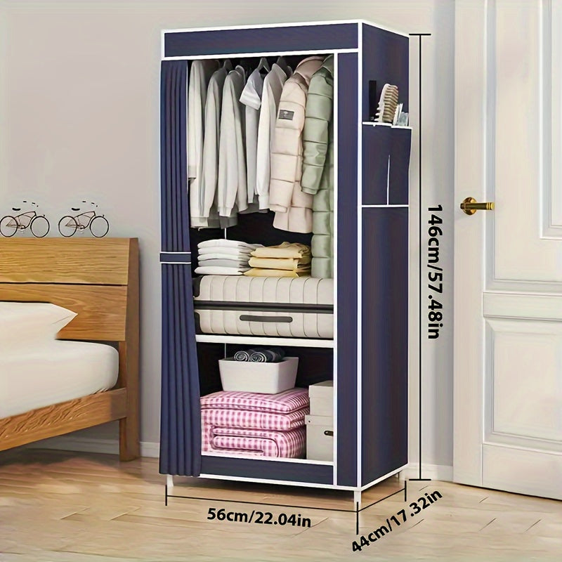 Durable Metal Freestanding Wardrobe made of Sturdy Stainless Steel - Spacious 3.2 Cubic Feet Storage Cabinet, Simple Assembly, Long-lasting Construction, Closet Organization, Portable Closet Option