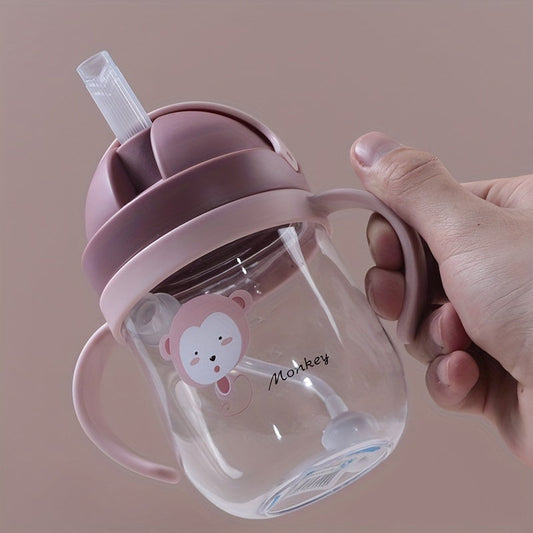 Water Drop Shaped Food Grade Drinking Cup with Straw, Cute and Drop Resistant 280ml Water Bottle