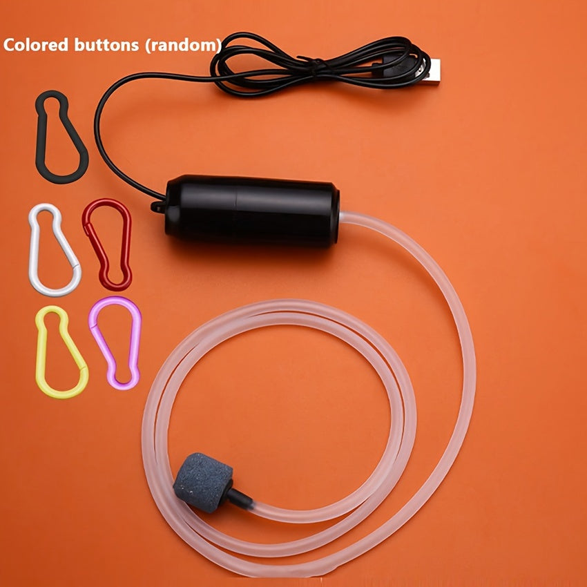 Portable Mini Oxygen Pump for Fish Tank, USB Air Pump for Outdoor Hunting & Fishing, PVC Material, Black, Battery Not Included.