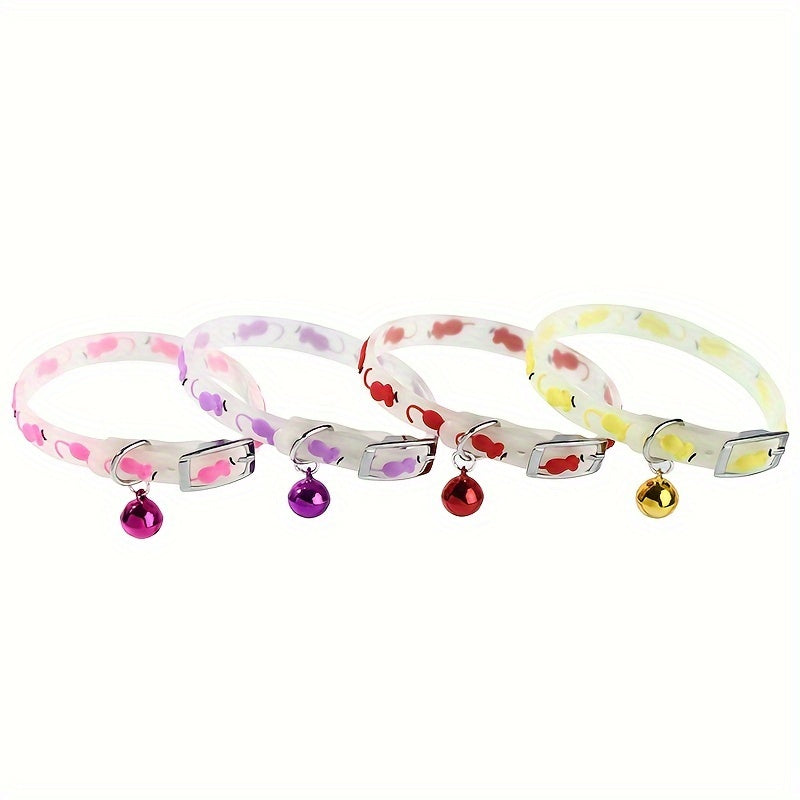 1 piece luminous pet collar with bell for small dogs and cats in random color keeps your pet safe and visible at night.