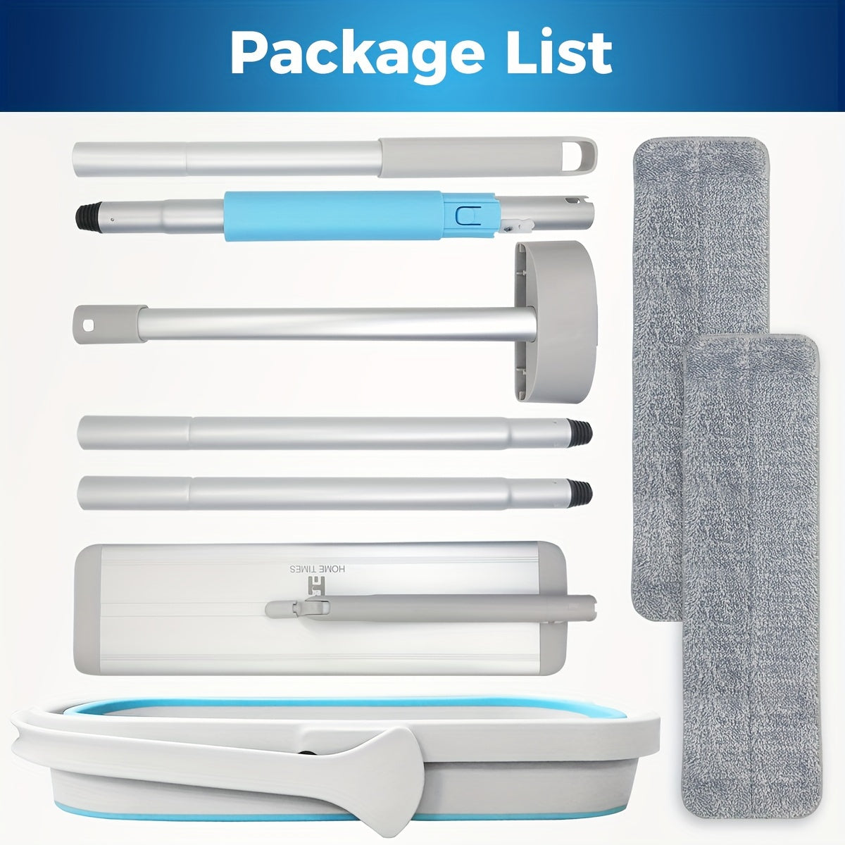 Introducing the Home Times Flat Mop & Collapsible Bucket Set! This set includes a 13.97 L bucket and features hands-free washing, 360° rotation, and comes with 2 microfiber pads for dry/wet use. Perfect for cleaning in the bedroom, bathroom, kitchen