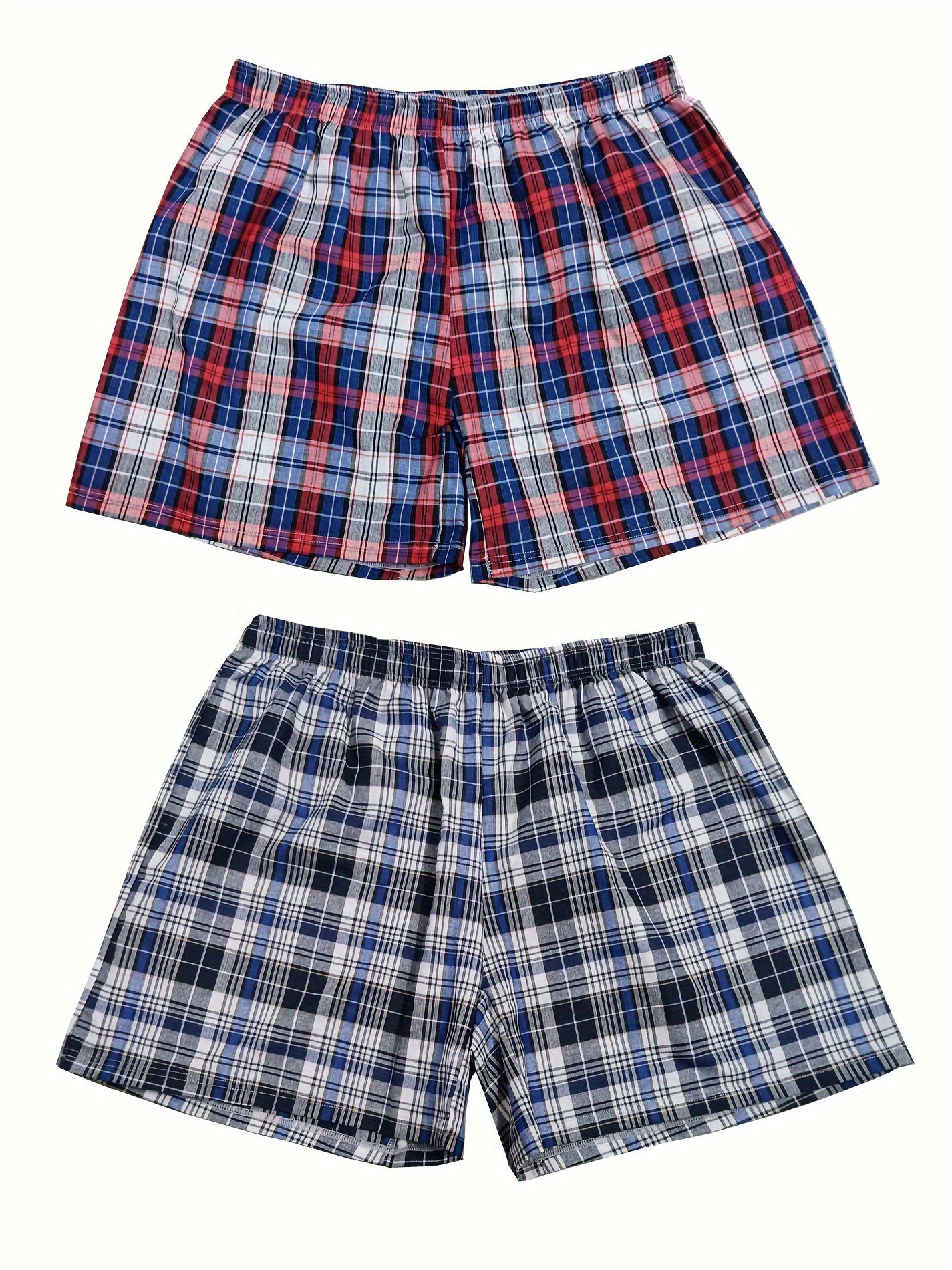 3 Men's checkered boxer shorts for comfortable home leisure.