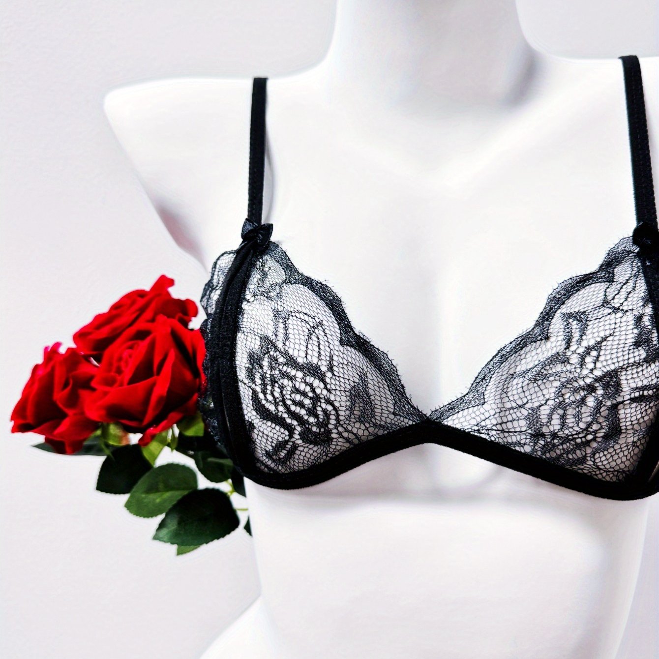 Attractive lingerie sets, bras, and crotchless panties for women.